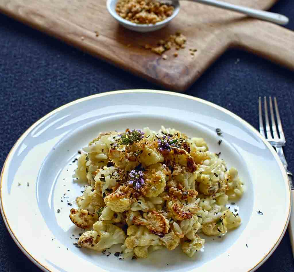 Roasted Cauliflower & Thyme Risotto with Lemon Pangritata